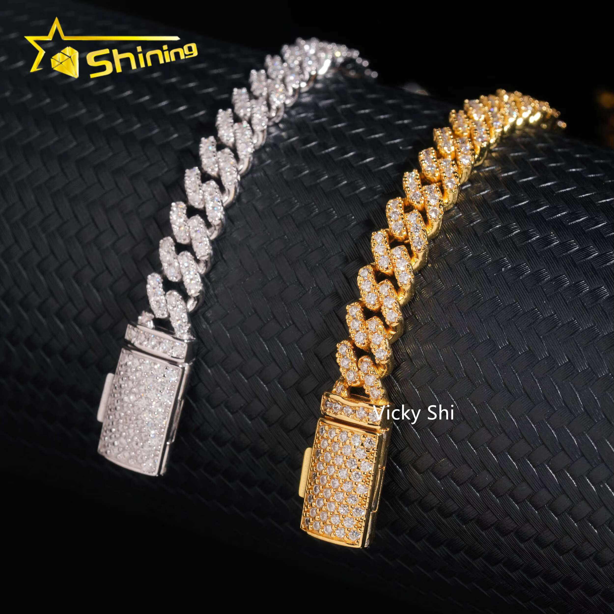 Hip Hop Jewelry GRA Iced Out Mens Womens Moissanite Bracelet 925 Silver Gold Plated 6mm VVS Moissanite Cuban Bracelet