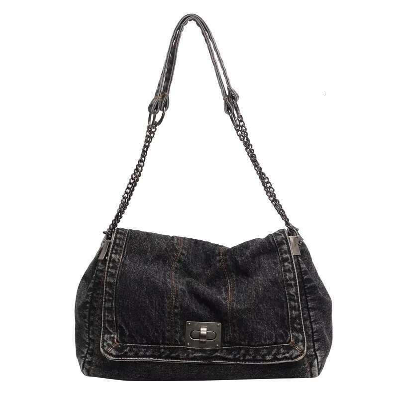 DHgargets High Quality Denim Women's Crossbody Bag Fashionable Zipper Solid Color Bags for Women Famous Brand Handbag