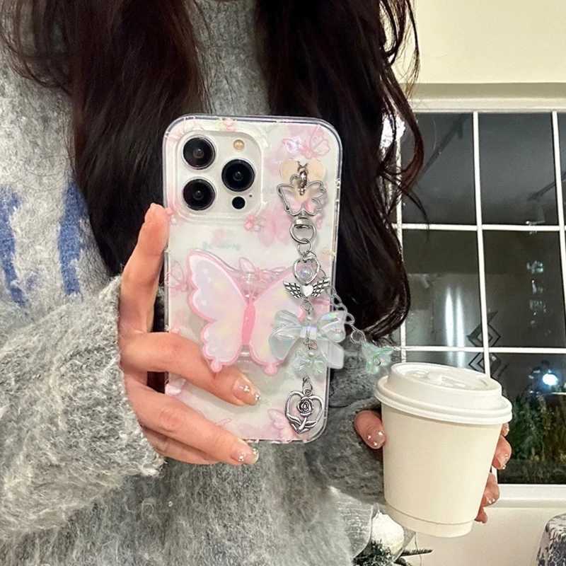 Phone Charm Strap Y2K Keychain Kawaii-Cute Pendant Jewelry Keyring Lanyard String Black Cross-Bow Beaded Chain for Women Girl XJ250602