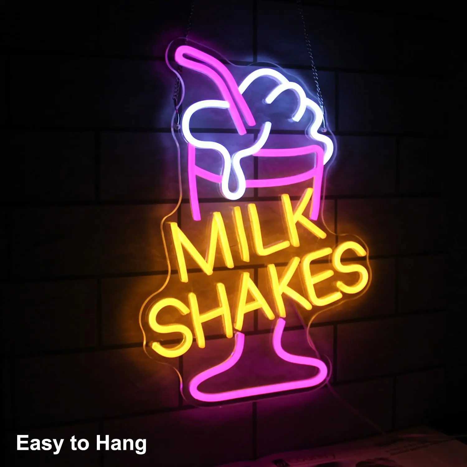 Milk Shakes Neon Signs Ice Cream Neon Sign Milk Tea LED Neon Light Frozen Yogurt Food Drink Restaurant Dessert Shop Bar Decor XJ250602