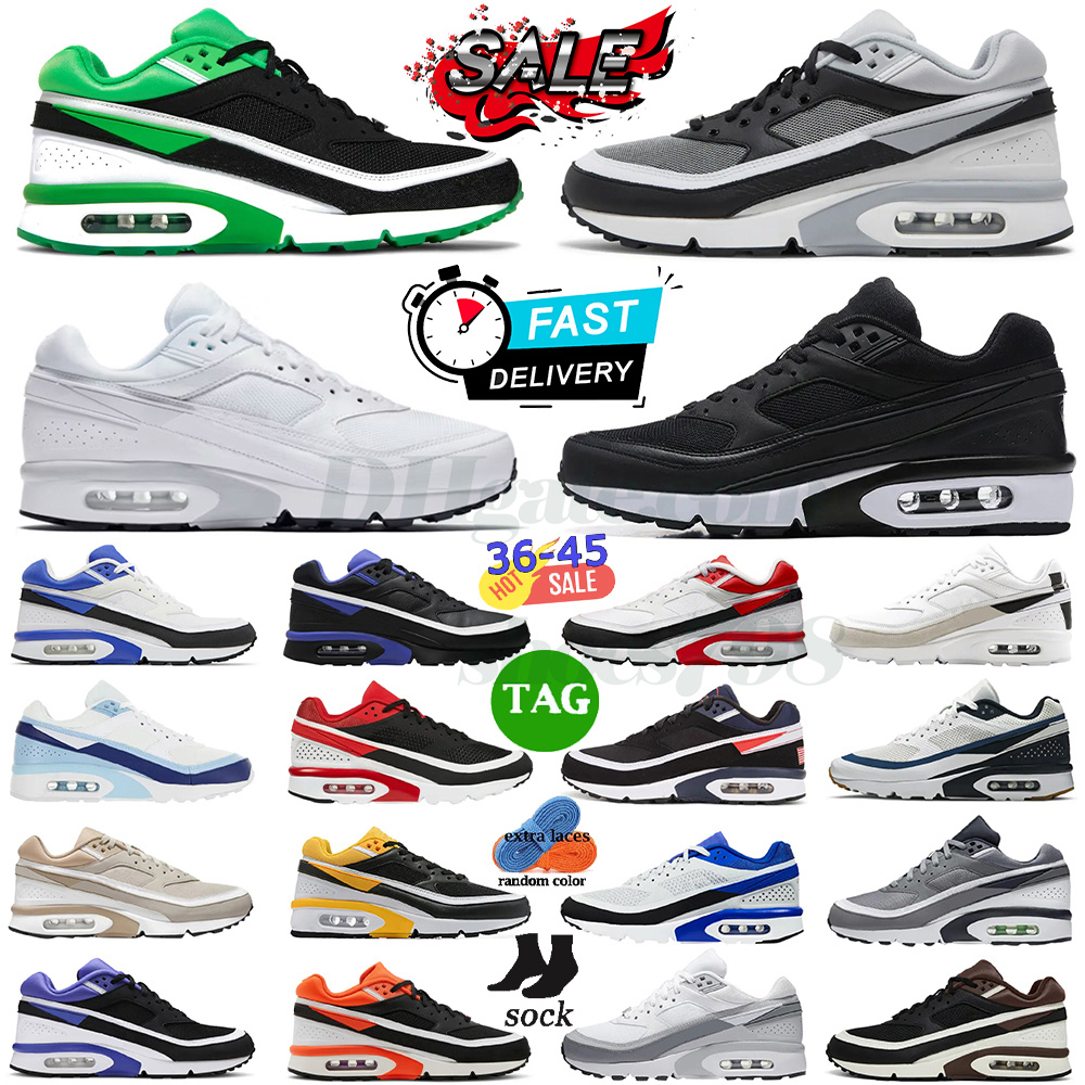 Designer shoes men trendy color blocked BW comfortable low cut casual running shoes mens black green white black gray white sneakers training running shoes size 36-45