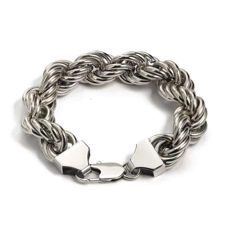 Hip Hop Custom Bijoux Homme 10mm Twist Heavy Chunky Big Gold Plated Rope Chain 925 Silver Jewelry Men Bracelet