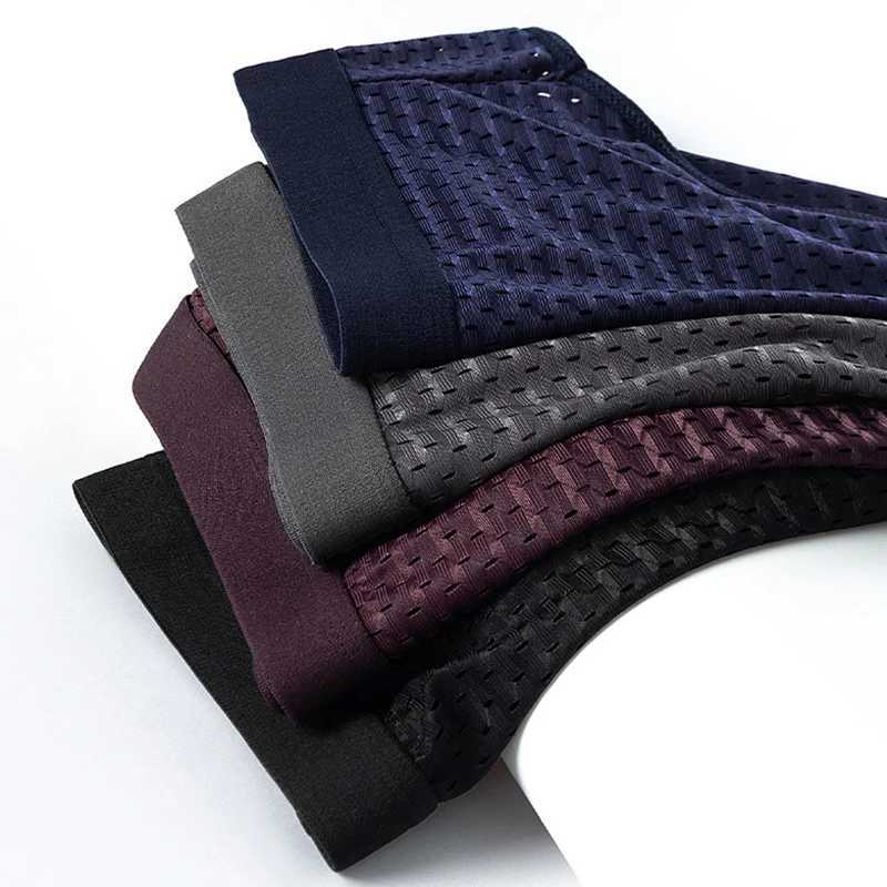 Mens Bamboo Mesh Briefs Underwear Breathable Hombre Hole Large Size Sexy Panties Male Shorts Lingerie Underpants W250603