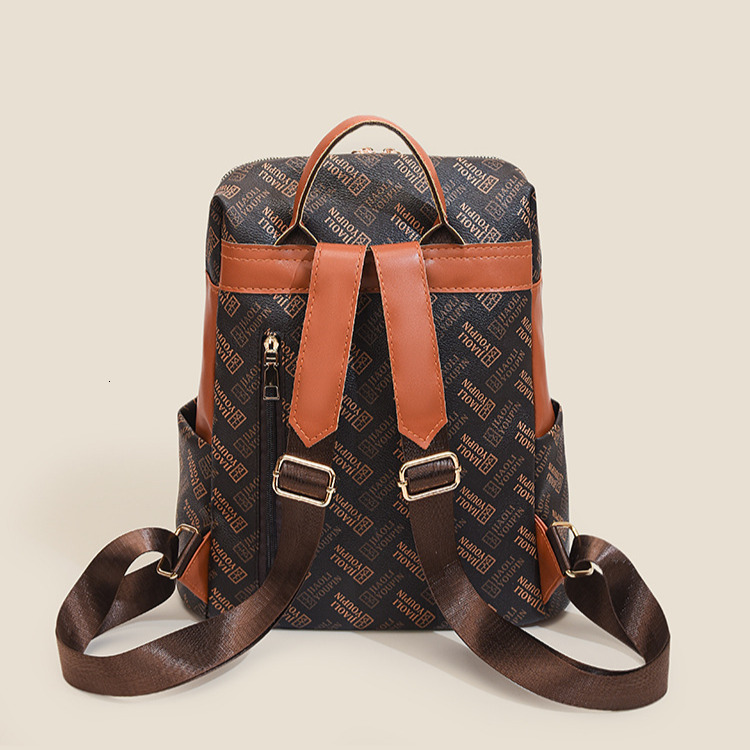 Free Shipping Outdoors Backpack Designer Bag Fashion Printed Letter Bag Round Buckle Retro Casual Crossbody Shoulder Bag PU Student School Bag
