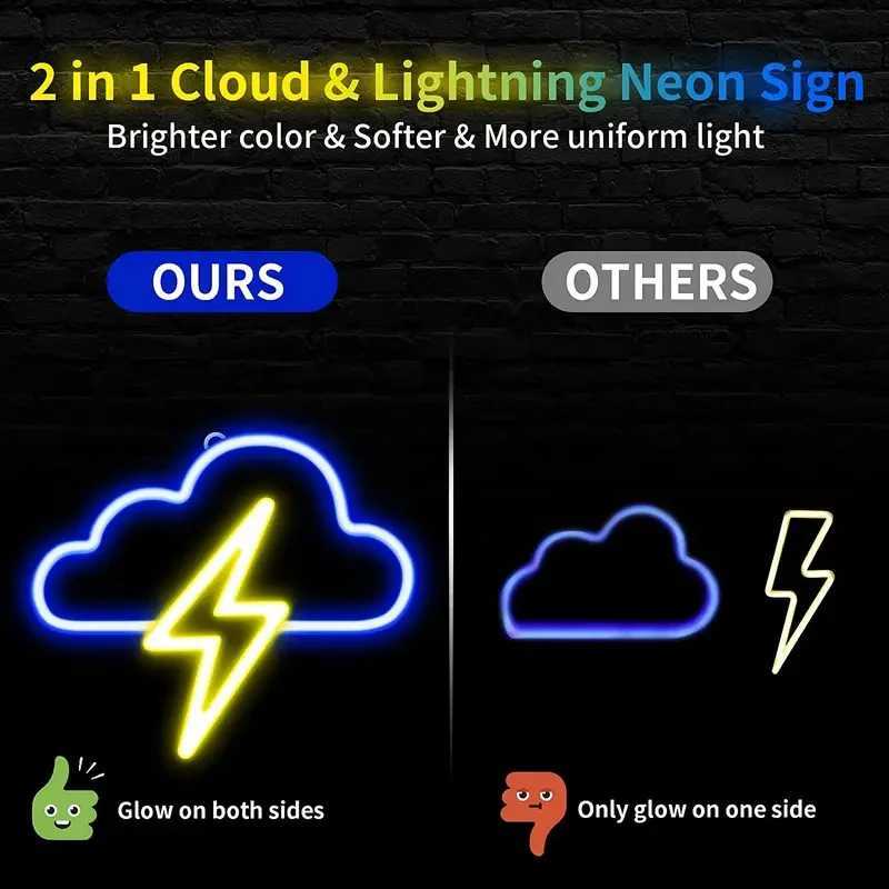 LED cloud and lightning neon lights USB and battery powered neon lights bedroom wedding birthday party decoration night light XJ250602