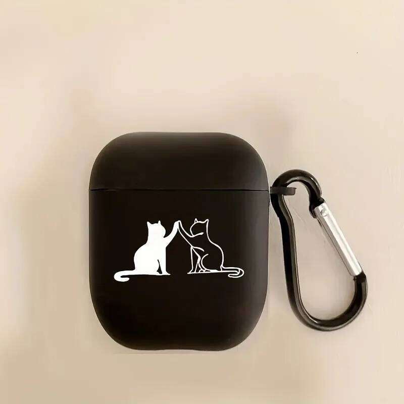 Cute Black and White Cat High-fives 4 3 2 1 Gen TPU Earbuds Case for Pro 2/Pro Silicone Earphone Cases