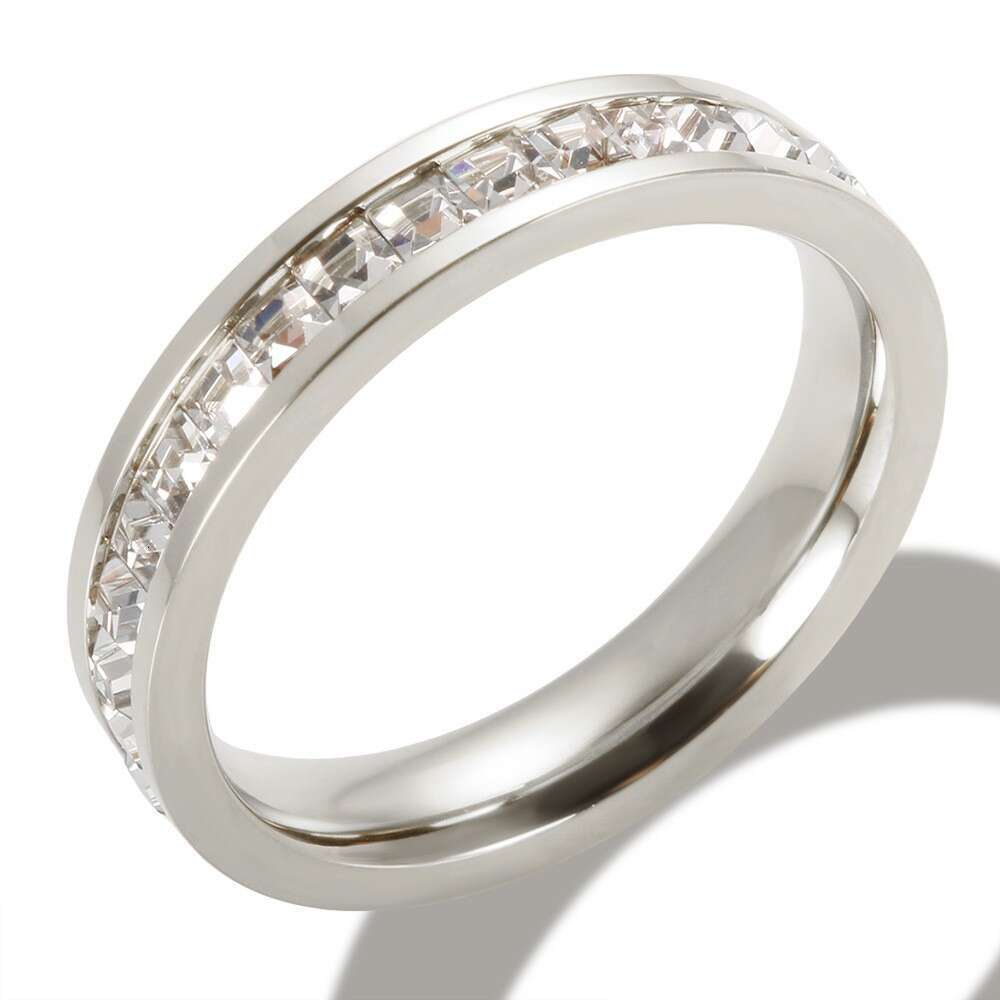 Trendy Personality Stainless Multi-Ring Stacking Gold-Plated Roman Numerals Inlaid Diamond Ring Titanium Steel Jewelry