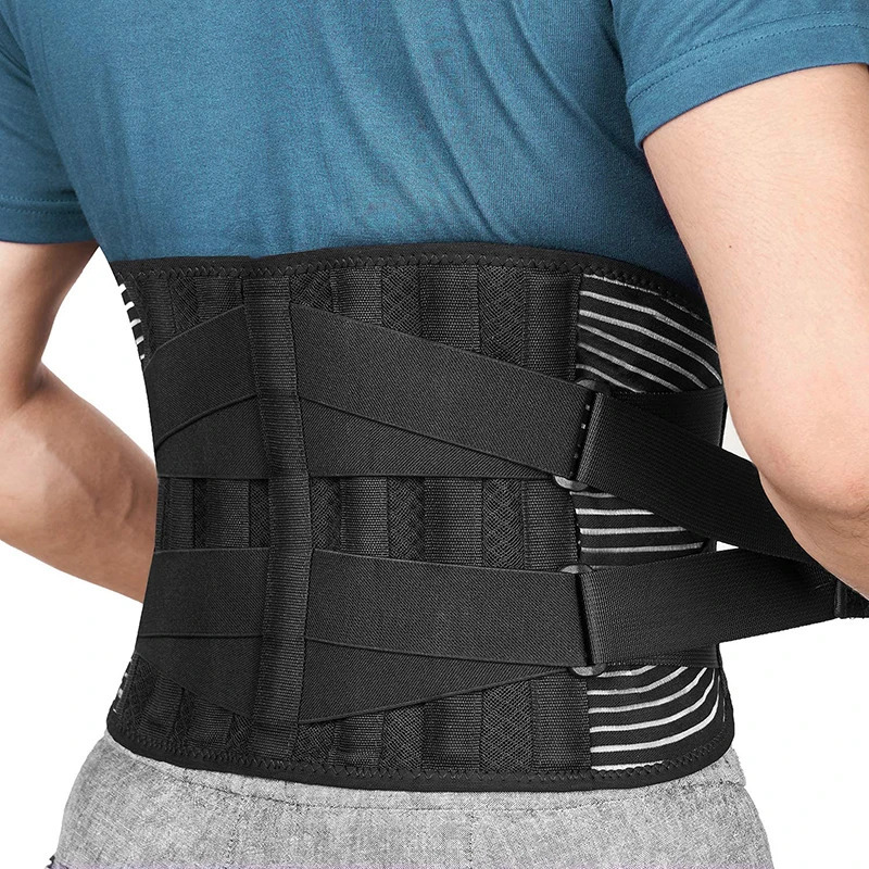Back Lumbar Support Belt Men Spine Decompression Waist Trainer Adjustable Back Brace for Lower Back Pain Relief with 6 Stays 250528