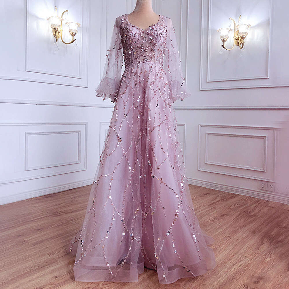 New Gold Heavy Beaded Luxury Evening Sexy Socialite Aura Queen Long Dress Yq7109 B5
