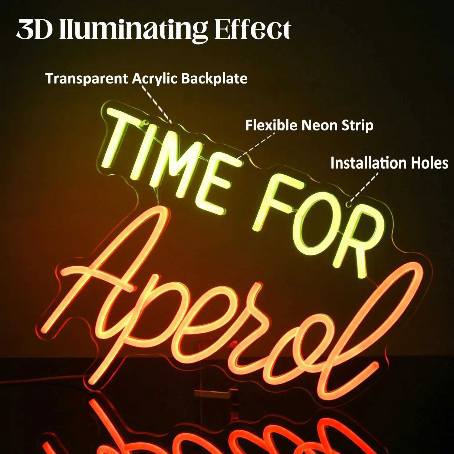 Time for Aperol Neon Signs LED Neon Light Sign Light Up Neon Signs Wall Decor for Home Bar Man Cave Bar Decor Store Club Bistro XJ250602