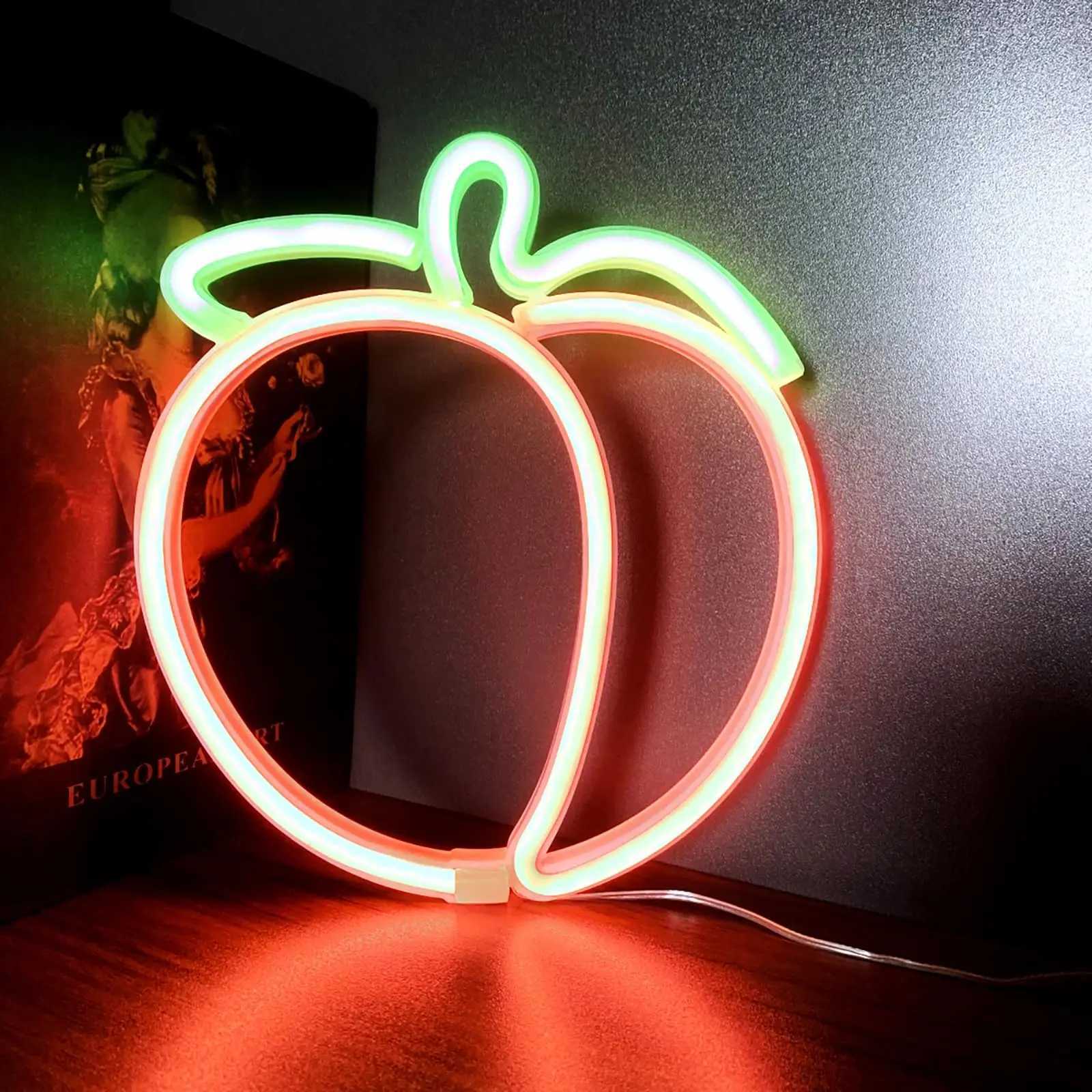 Peach Neon Sign LED Neon Light for Home Bar Art Christmas Bedroom Table Wedding Party Desktop Wall Decor Teen Kids Birthday Gift XJ250602