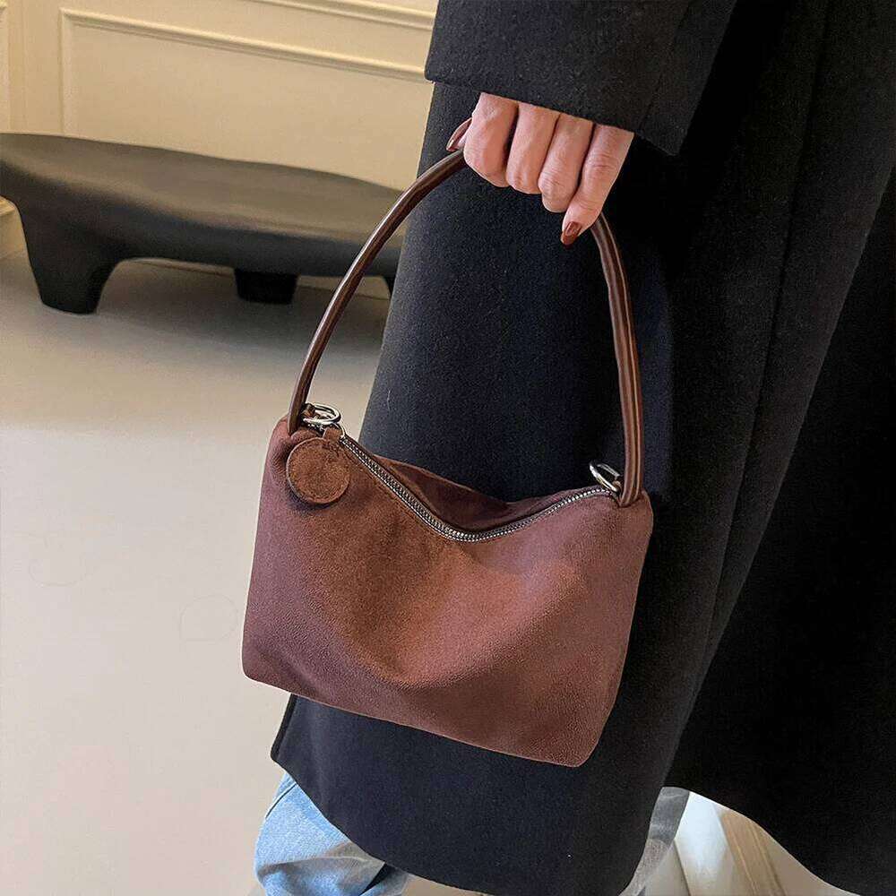 Women's Bags Designer Korean Women's High Quality Solid Small Shoulder Ladies Crossbody Vintage Suede Chic Hobo Female Sling Bag Purse