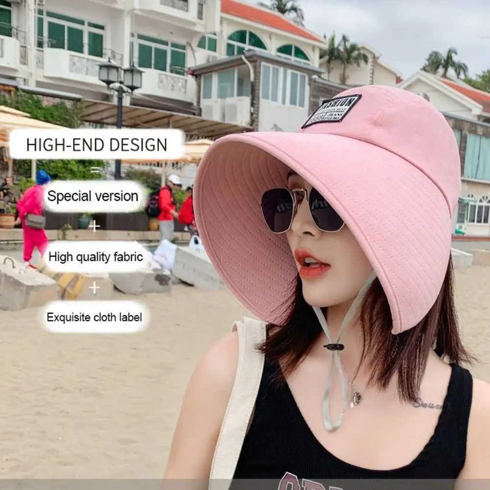 Visor Women Hat Fashionable UV Protection Big Brim Beach Sun Hat Breathable Bucket Hat for Outdoors W250602