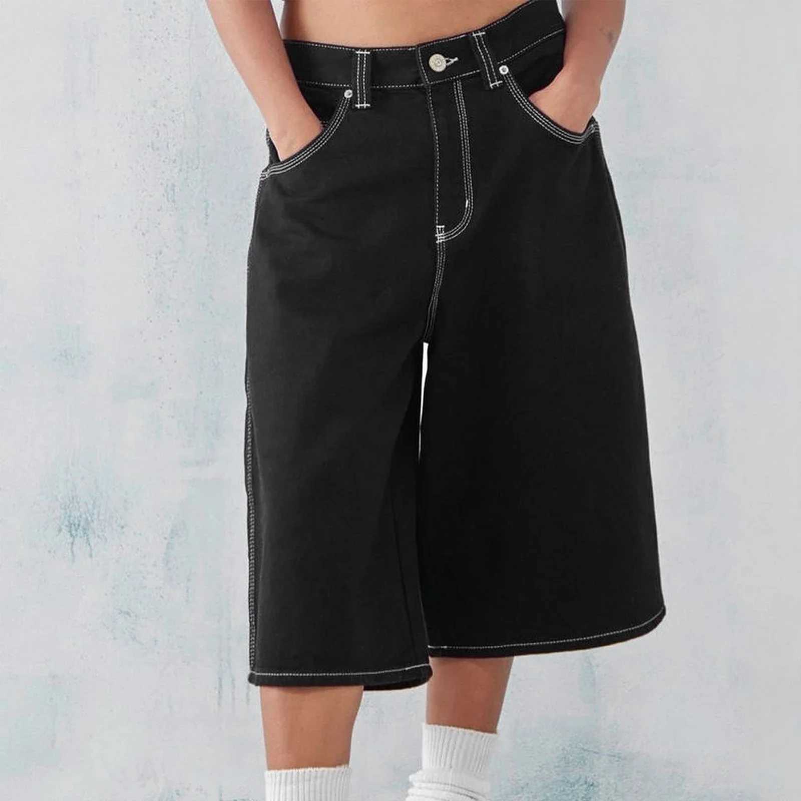 Baggy Jeans Shorts for Men Casual Loose Fit Wide Leg Denim Jorts Y2K Vintage Hip Hop Skateboard Long Jorts Male Streetwear T250603