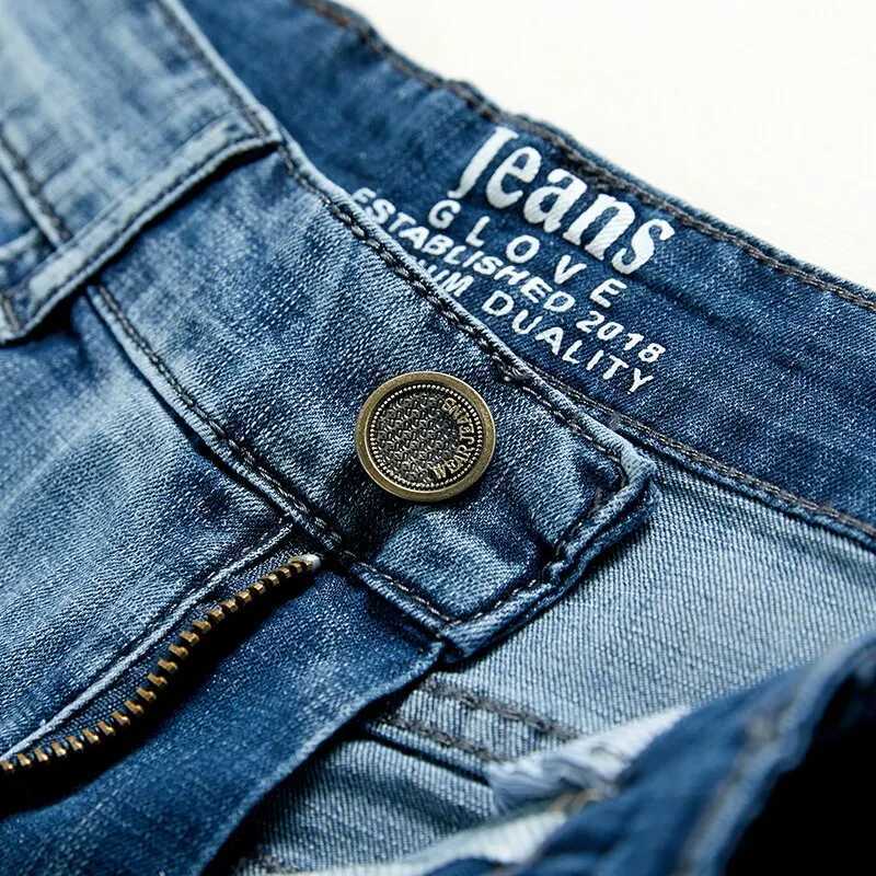 2-piece set of summer short jeans for men with elastic fashion design slim fit straight leg mens short jeans in two stylesT250603