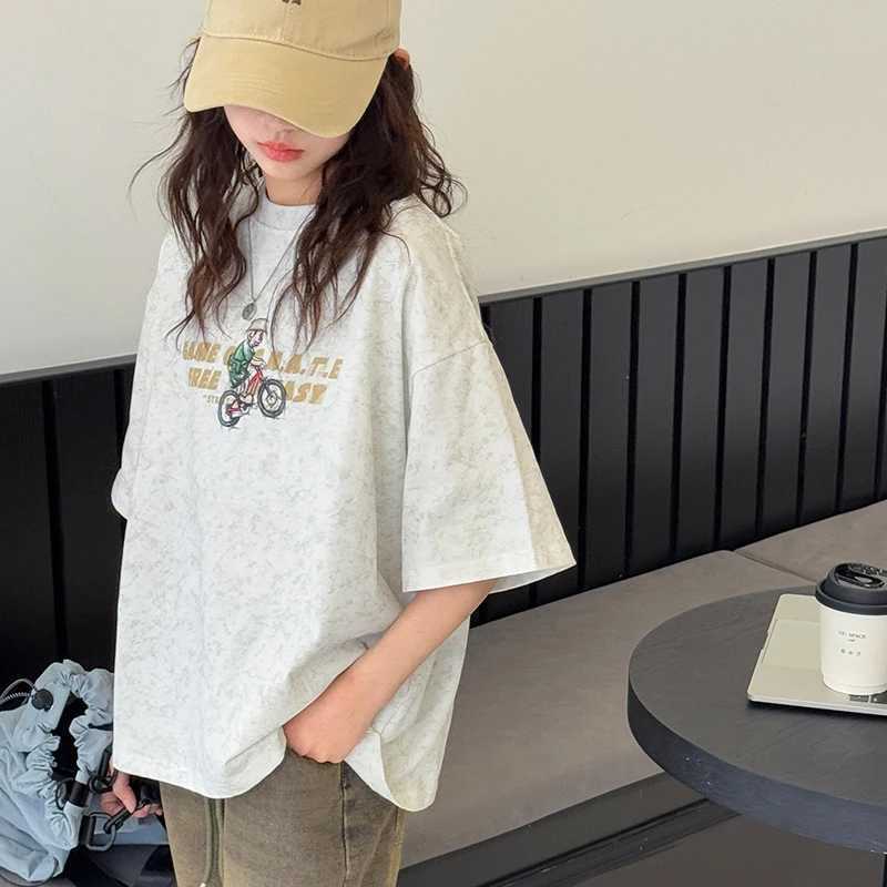 Girls Short Sleeve T-shirt 2025 Summer Outfit New Childrens Tie Dye Printed Top for Girls Fashionable Personalized Versatile T250603