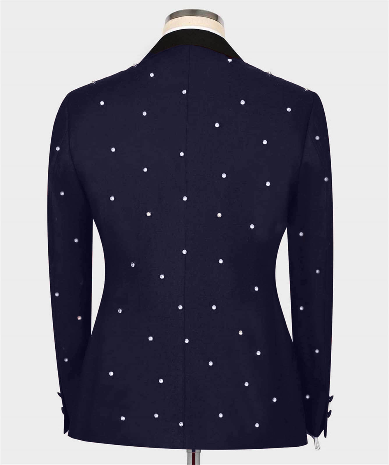 Handsome Beading Men Wedding Tuxedos Peaked Lapel Tailored Pants Suits Birthday Party Prom Groom Wear 2 Pieces