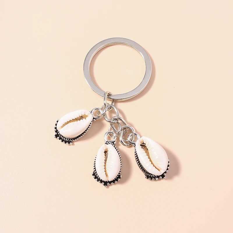 Cute Enamel Summer Beach Conch Shell Keychain Starfish Key Ring Pendant for Women Girls Handbag Decor DIY Handmade Jewelry Gift XJ250602