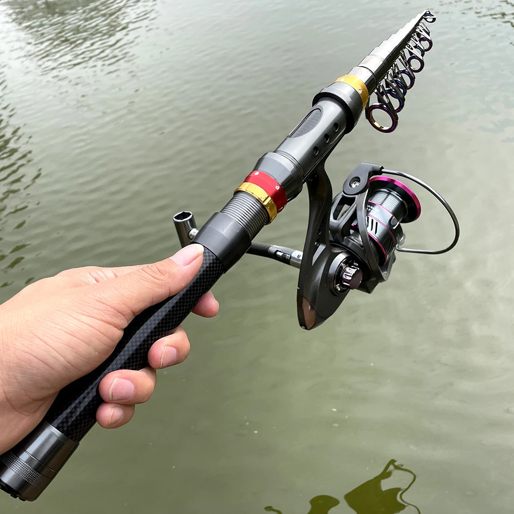 1836m Carbon Fiber Fishing Rod And Reel Combo Super Hard Telescopic Pole Spinning Kit Max Resistance 38kg Pesca 250530