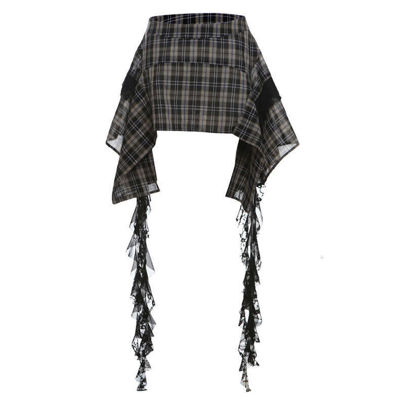 Summer New Women's Plaid Patchwork Irregular Design Slim Fit Midi Skirt B5