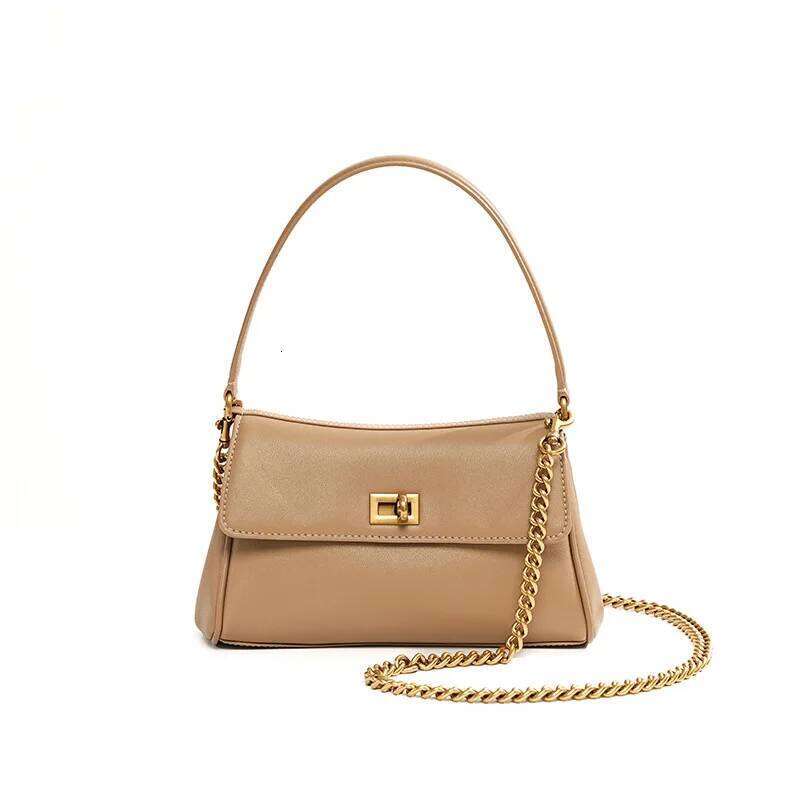 Women's Cowhide Crossbody Bag with Chain Small Design High-End Handbag for Office Workers Single Shoulder Fashion Accessory