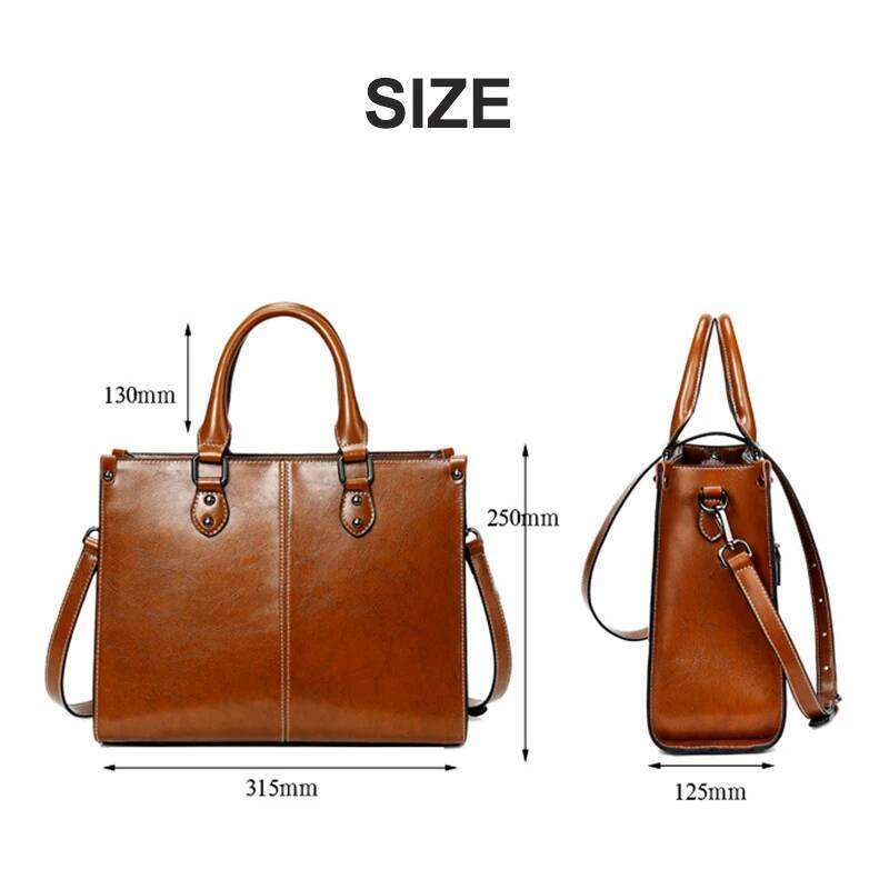 Genuine Leather Women's Tote Vintage Designer Women Crossbody Shoulder Bag Cowhide Fashion Office Female Handbags