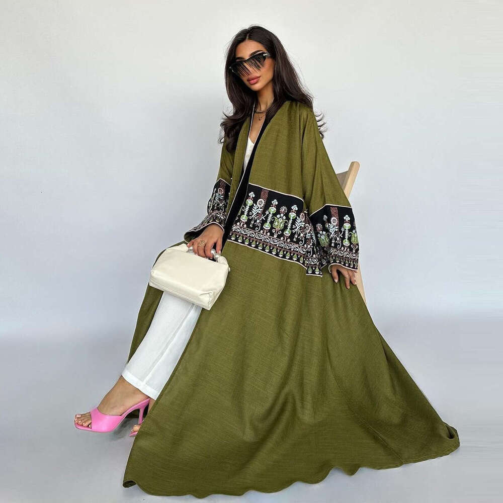 Mq131 Women's Embroidered Cardigan Robe Dubai Coat Muslim B5