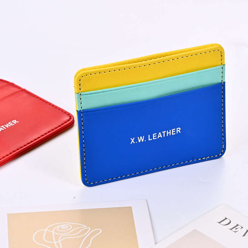 New Multi-Card Slot RFID PU Leather Multiple Colors Craft Large Capacity Storage ID Color-Block Card Holder