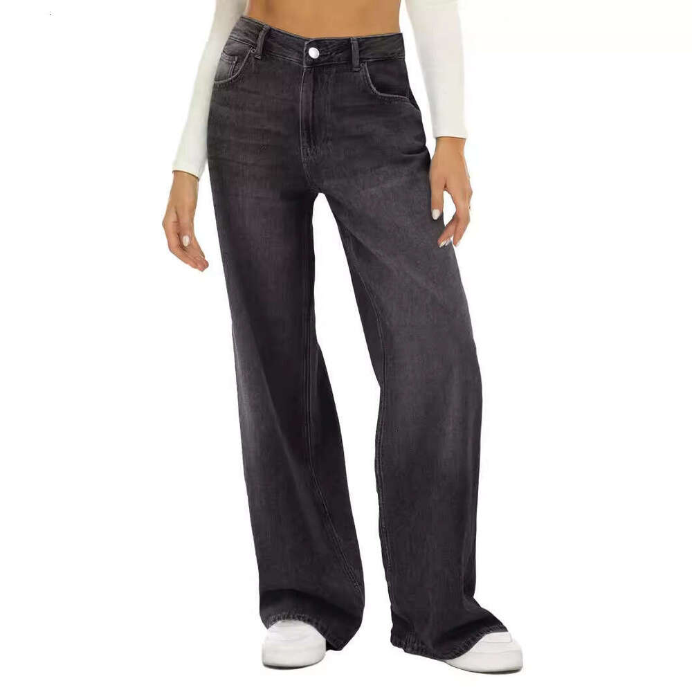 Cat Whisker Loose Wide-Leg Jeans For Women B5