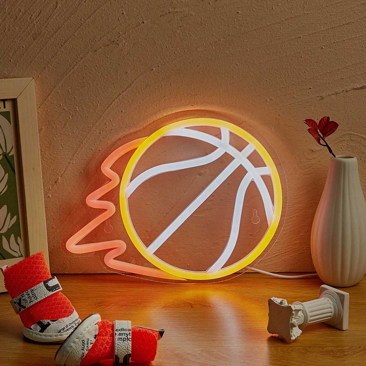 Chi-buy LED Neon Basketball USB Powered Neon Signs Night Light 3D Wall Art Game Room Bedroom Living Room Decor Lamp Signs XJ250602