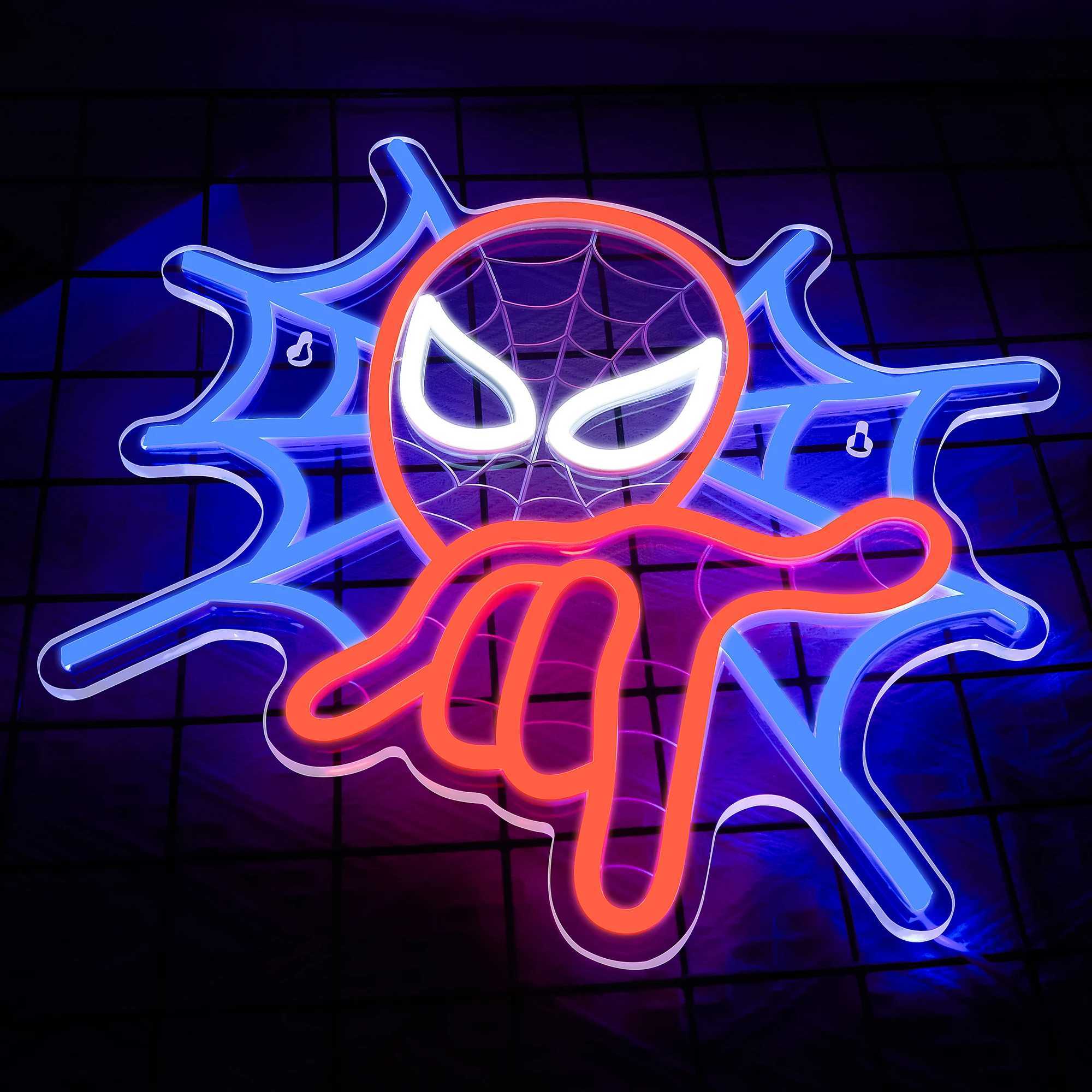 Spider Neon Sign for Wall Decor Anime LED Light Up Sign Spider Room Decor for Boys Bedroom Christmas Birthday Gifts for Kids XJ250602