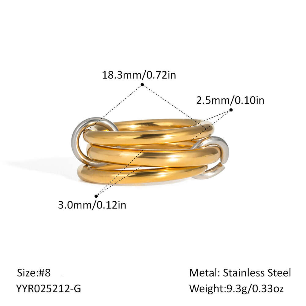 Hot Selling Stackable Plain Band Interlocking Personality Design Elegant Rings Non-Fading Stainless Steel Jewelry