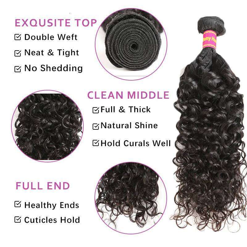 Ship from usa 3/4pcs Brazilian Raw Virgin Weave Bundles 8"~34" Natural Color Water Wave Unprocessed Human Hair Weaving