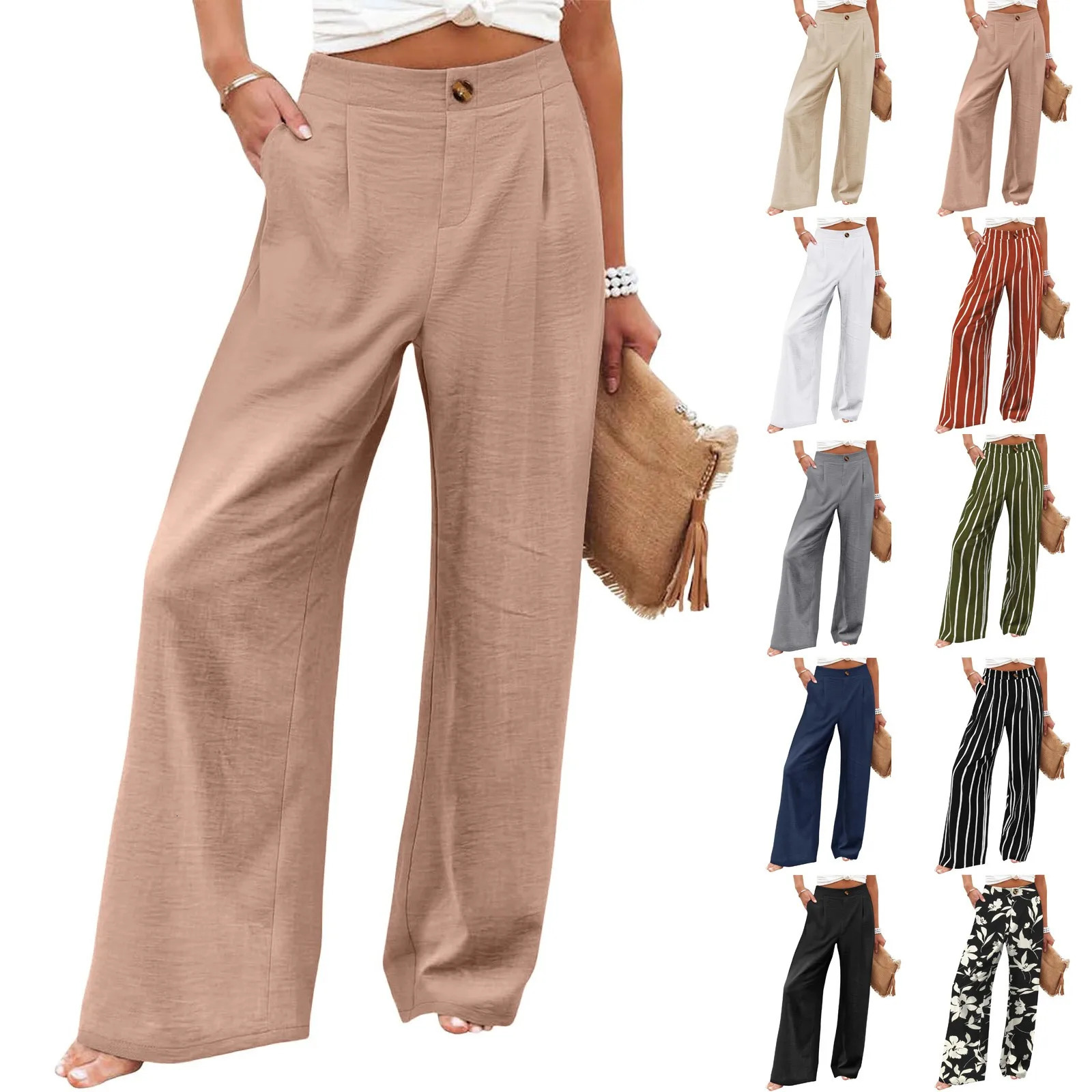 Stripe Women Pants High Waist Loose Wide Leg Pants Women Casual Straight Trousers Women Fashion High Street Suit Womens Pants 250603