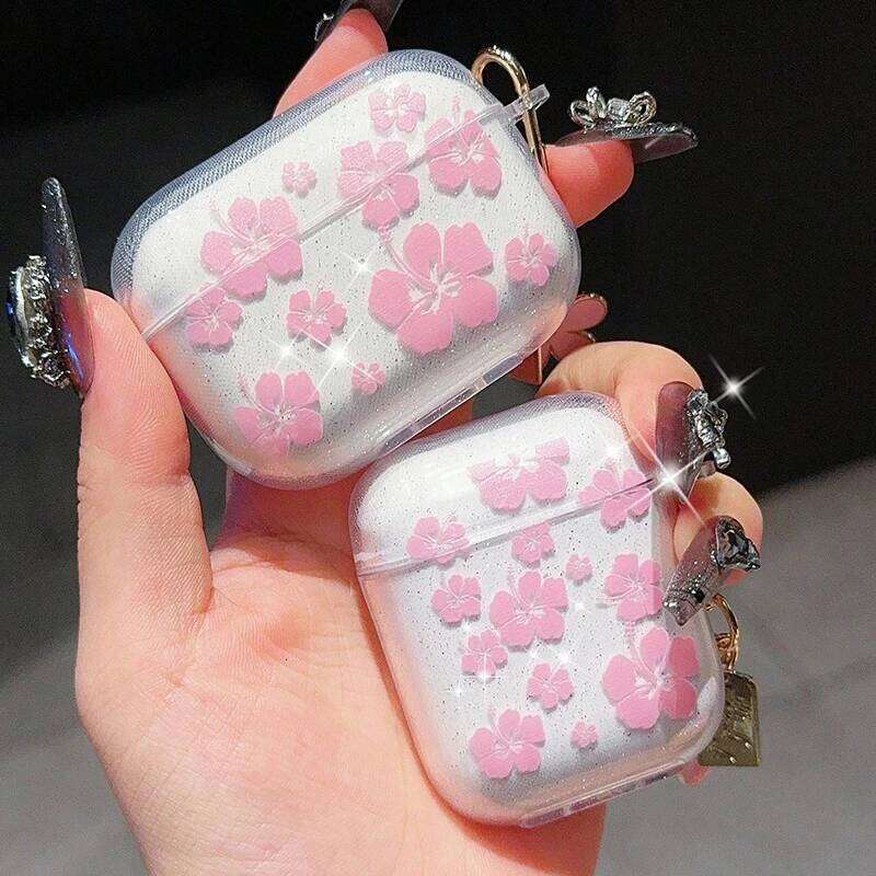 Fashion Soft Silicone Cover Pro/Pro 2nd Cute Clear Flower Pendant Earphone Case for Apple 1 2 3 4 Headphone