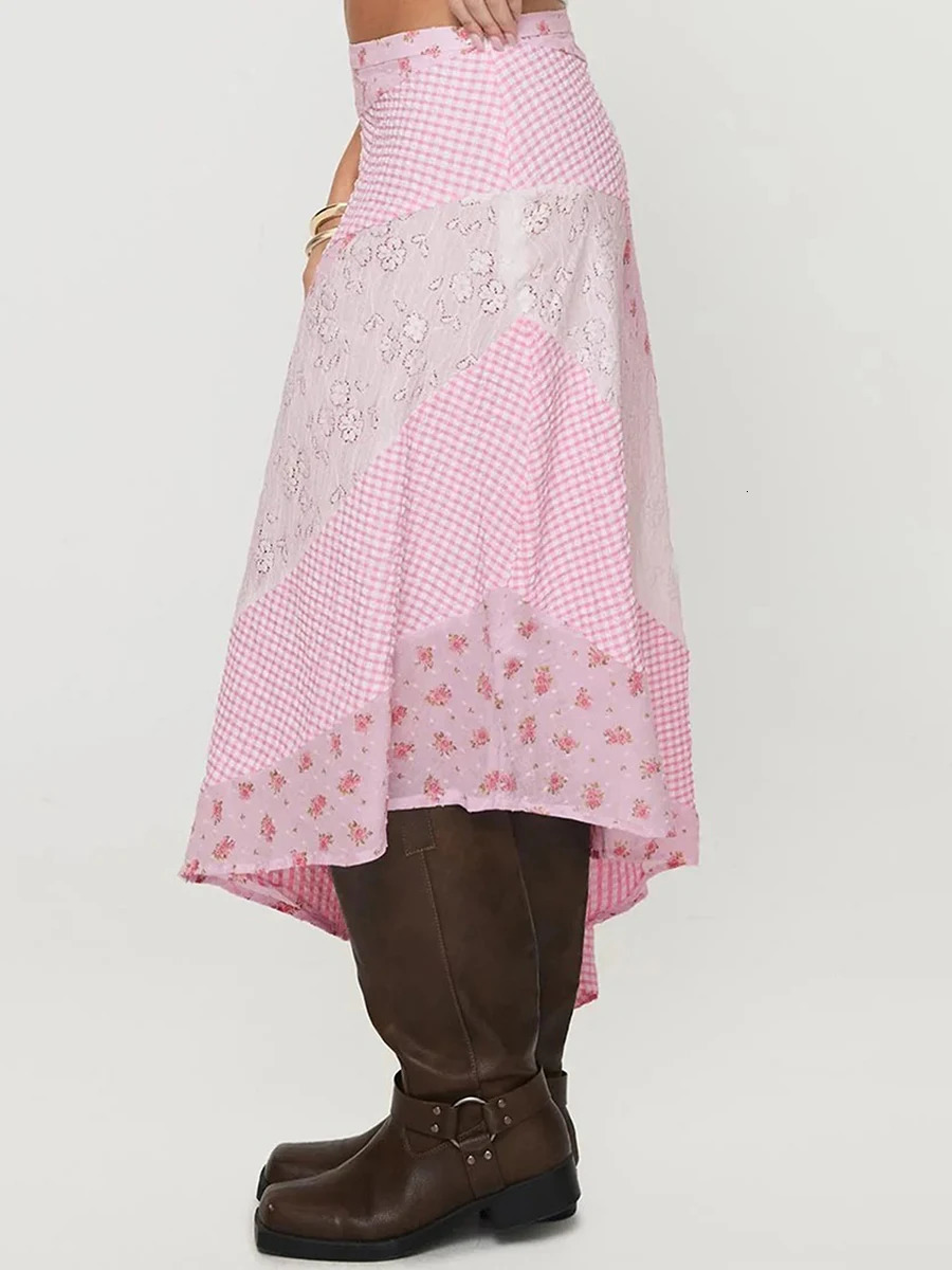 Elegant High Waist Pleated Maxi Skirt with Boho Floral Print Vintage Style Long Skirt for Women Lightweight Autumn Fashion 250603