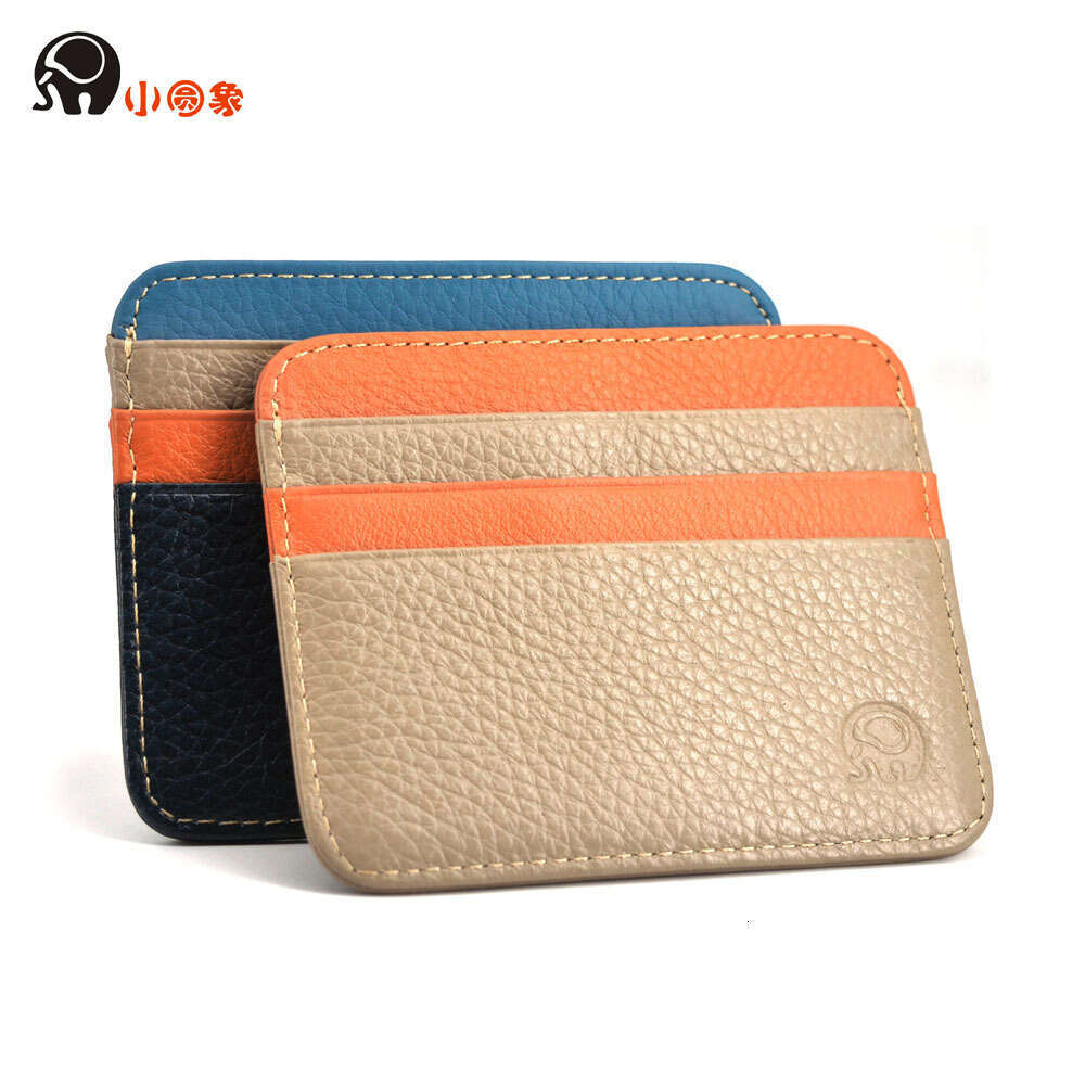 Small Round Elephant First Layer Cowhide Coin Purse Genuine Leather Sleeve Bus Card Driver's License Holder