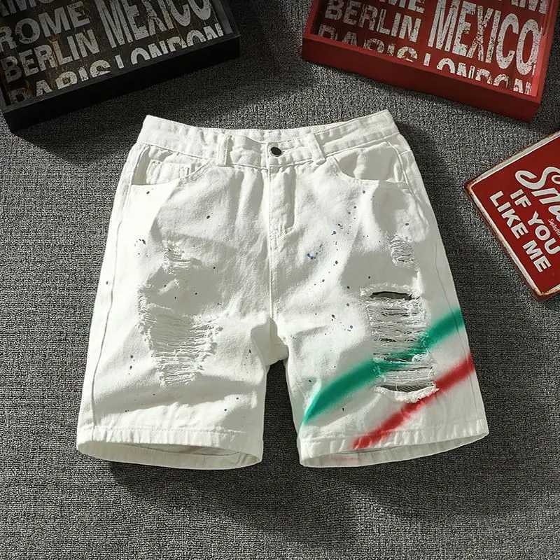 Mens Denim Shorts Multi Color Ripped Hip Hop Short Jeans Pants for Men Popular Xxxl Summer Cowboy New in Sale Y2k Fashion Thin XL T250603