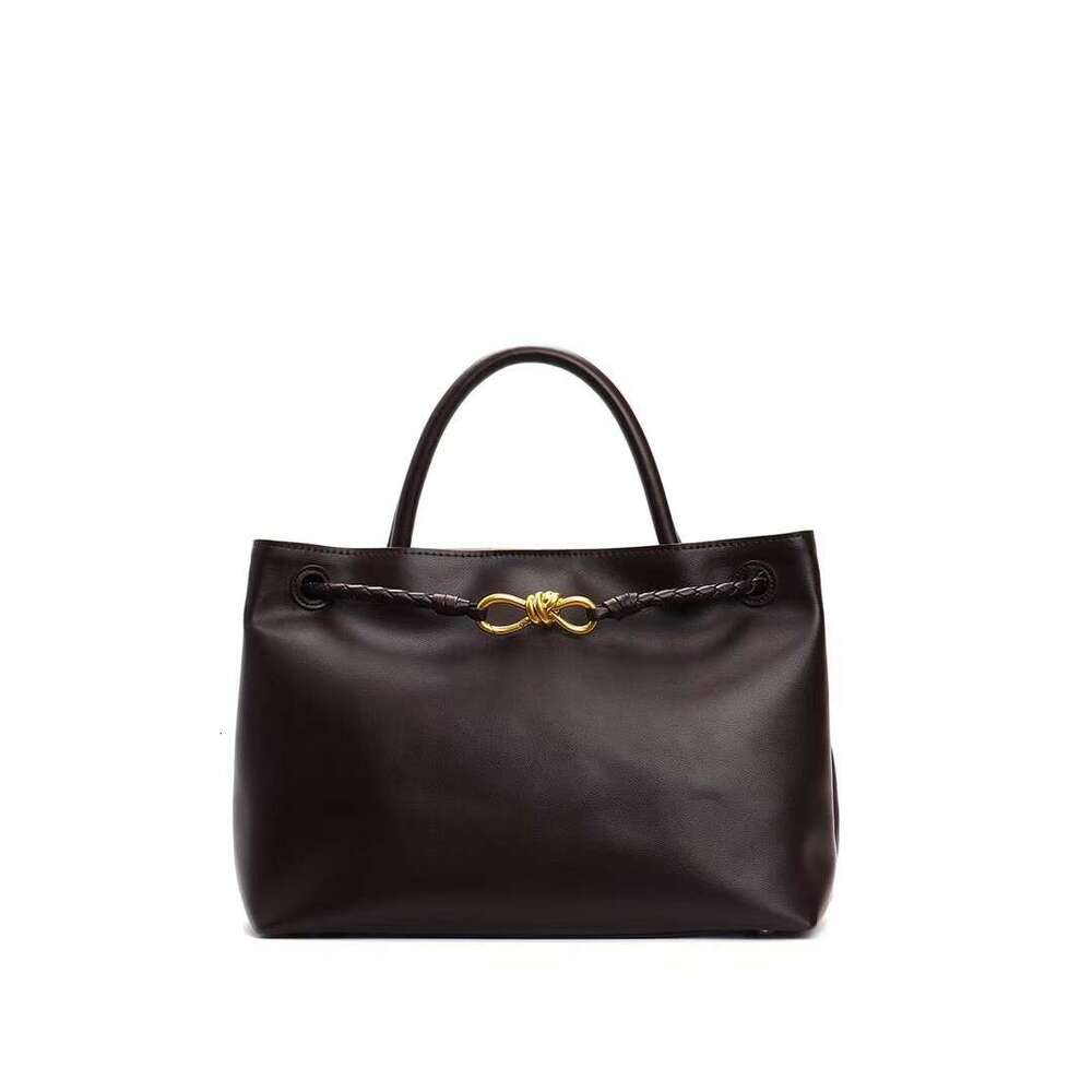 New Andiamo Bowknot Full Cowhide Classic Woven Commuter Large Capacity Tote Handbag
