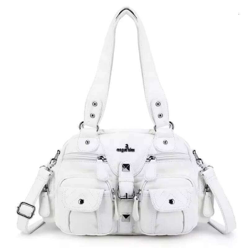 Handbag Women Small Handbags Satchel Top-Handle PU Bag Vintage Dumpling Pack Multi-Pockets Shoulder Bags