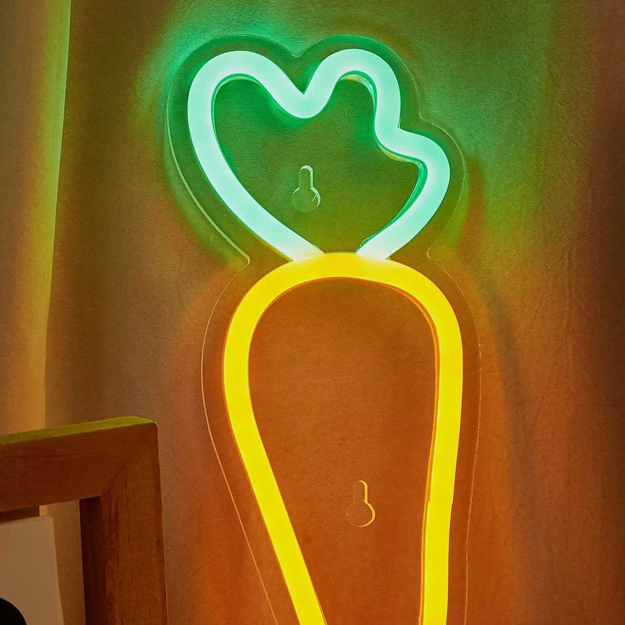 Chi-Buy 1PC Carrot Shape LED Neon Sign USB Powered For Bedroom Room Wall Decoration Neon Light Signs Suitable For Holiday XJ250602