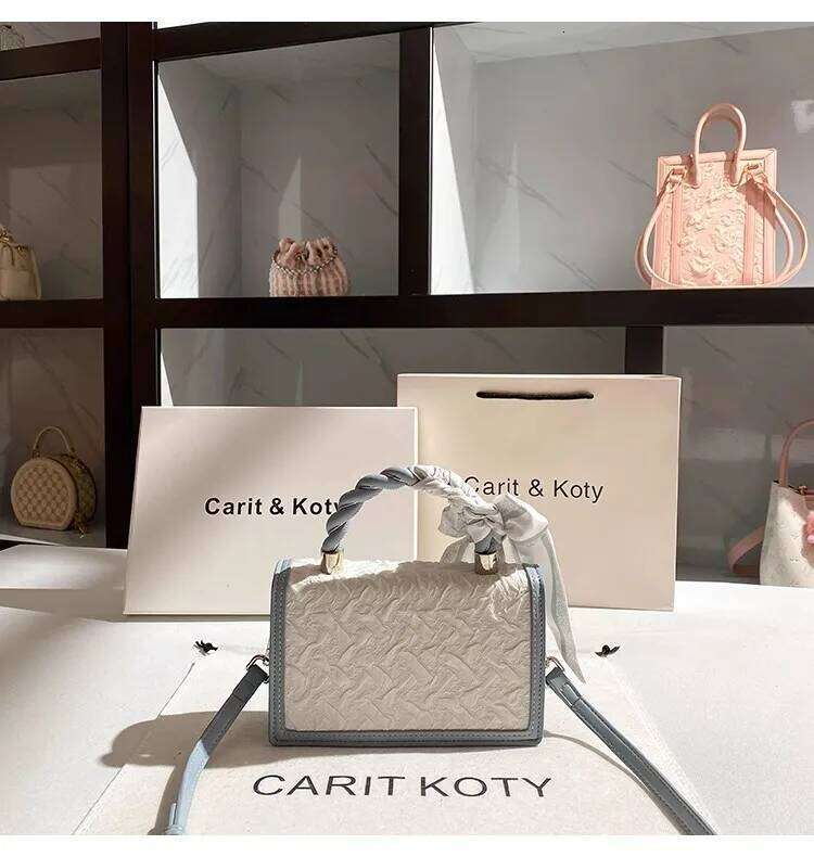 High Quality Fashion Pleated Square Textured Leather Women's Handbag Clutch Purse Shoulder Messenger Bag