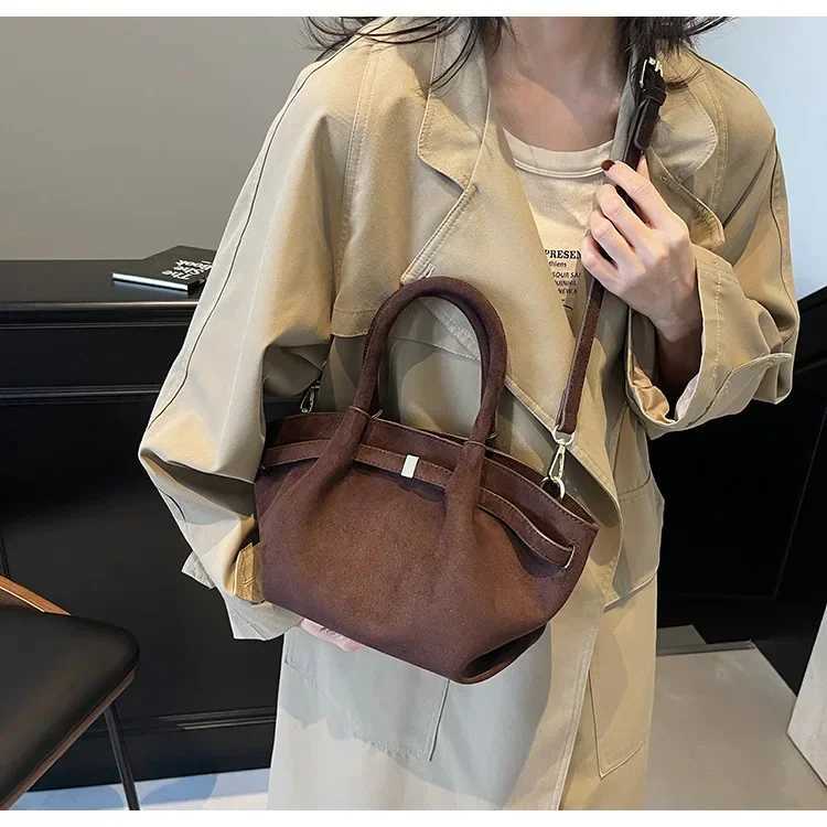 Handbag Buckle Decorative Design Solid Faux Suede Large Capacity Hasp Casual Tote 2024 Hot Sale Bags for Women Bolsas Femininas W250602