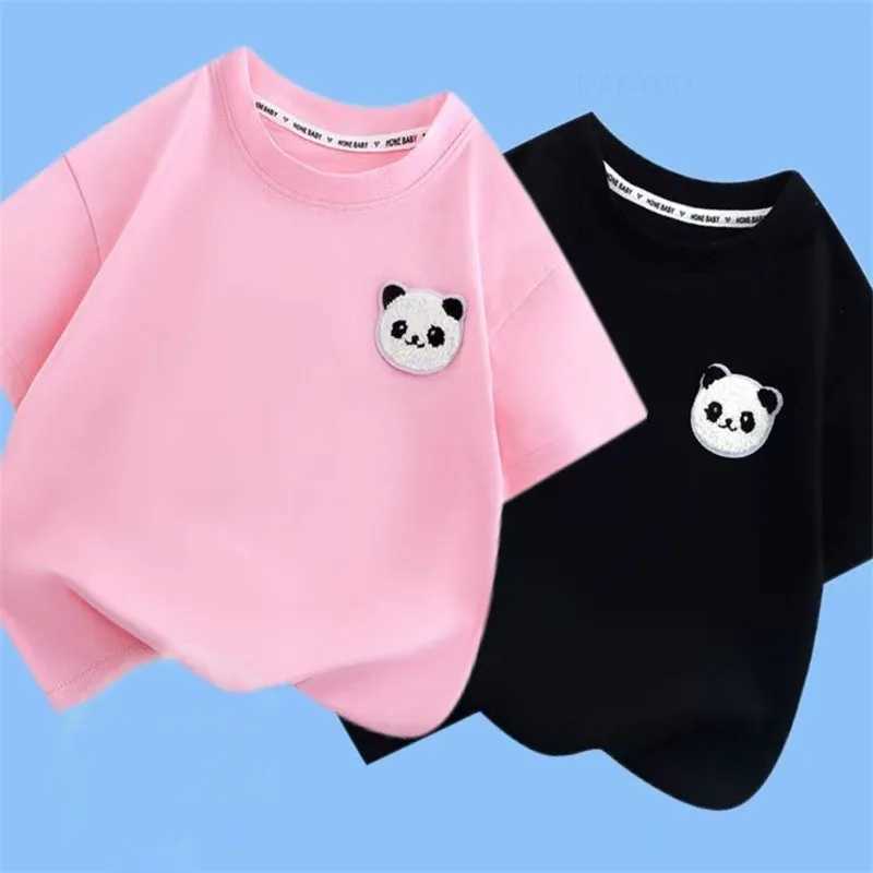 Summer Children Clothing Korean Short Sleeved Boys Girls Baby Short Sleeved T-shirts Pure Cotton Toddler Kids Cartoon Panda Top T250603