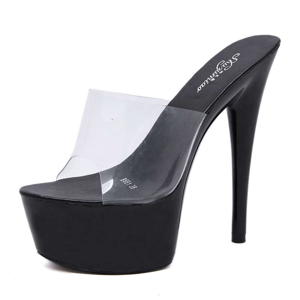 Super High Heels Autumn Nightclub Sexy Women's 15Cm Shoes Waterproof Platform Roman Peep Toe Elegant Super High Heel Slippers Platform High Heels