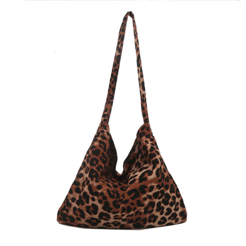 Leopard Print Canvas for Women 2025 New Trend Korean College Style Tote Casual Large Capacity Handbag Shoulder Bag
