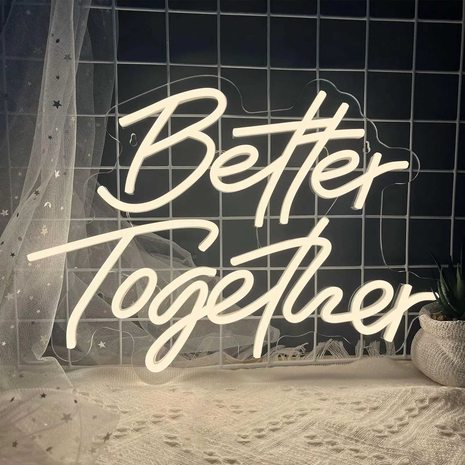 Better Together Neon Sign LED Light with Adjustable Brightness Perfect Wedding Decor Anniversary Mr Mrs Party Decoration USB 5V XJ250602