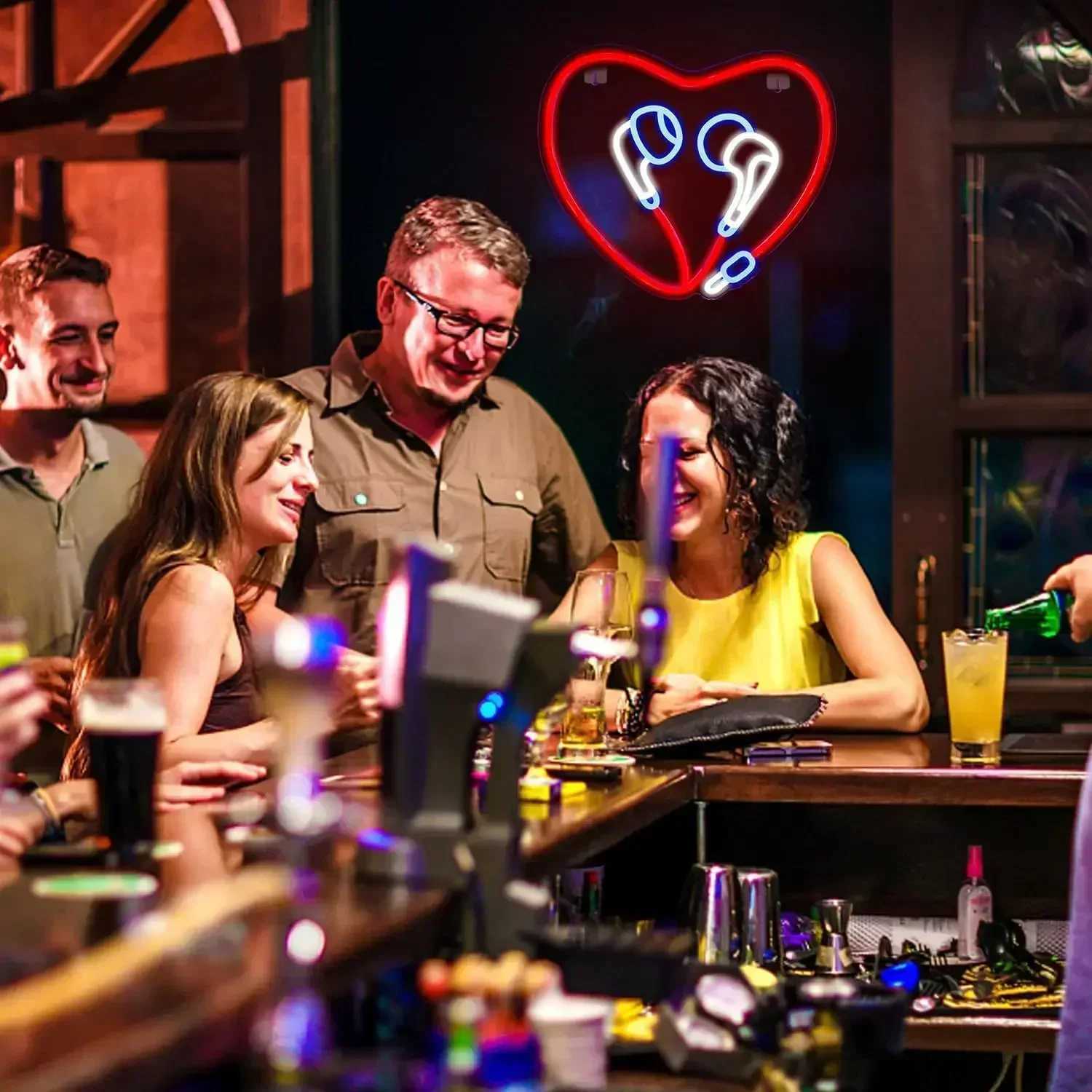 Heart Shaped Headphone Neon Sign LED Neon Light for Wall Decor USB Sign for Bedroom Home Christmas Party Decoration Teens Gift XJ250602