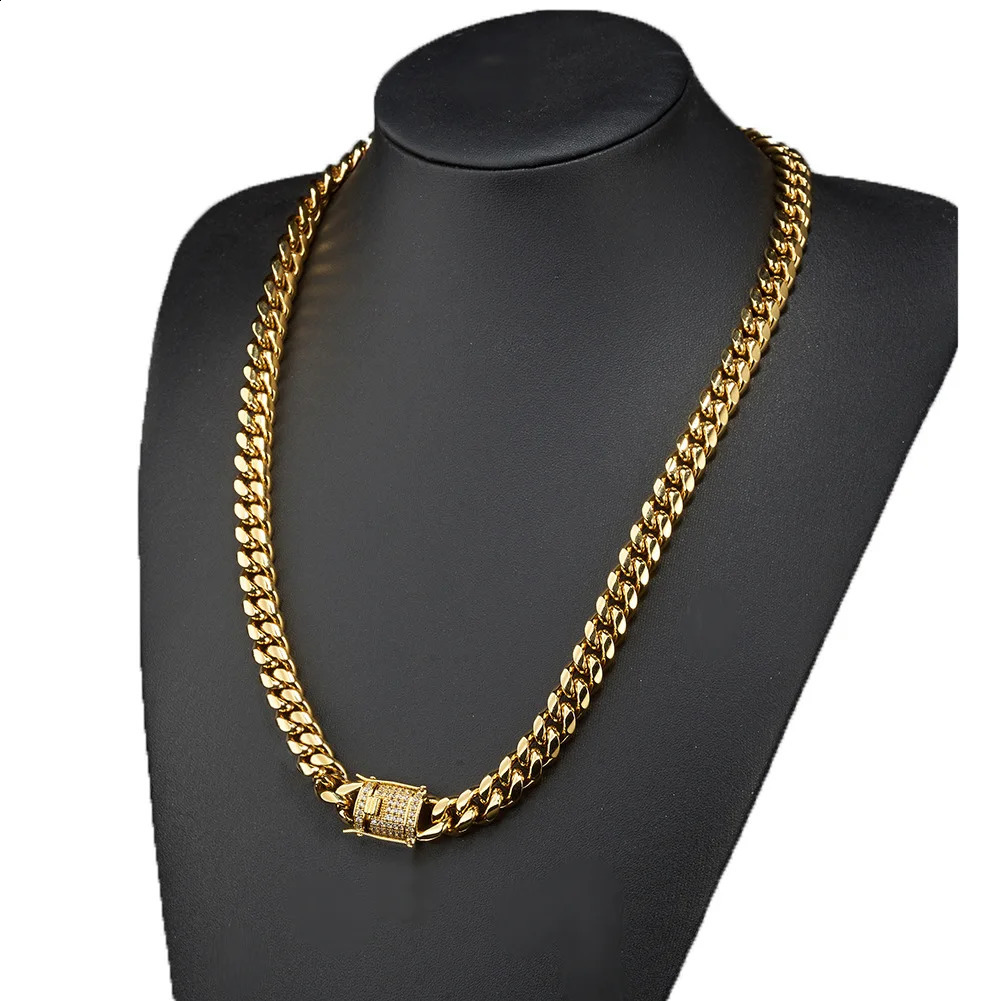 TOPGRILLZ Necklace Bracelet Set 8101214MM STAINLESS STEEL Gold Miami Cuban Curb Chain Hip Hop Fashion Jewelry Gift For Men 250529