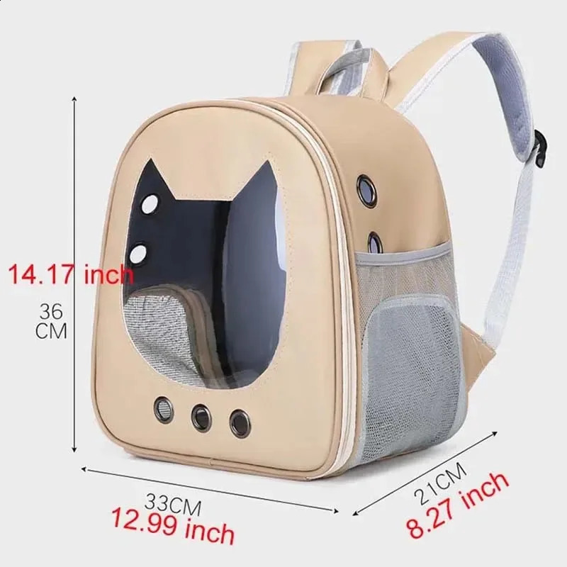 Pet Supplies Cat Bag PU Portable Travel Outdoor Backpack for Cat Small Dogs Transparent Breathable Carrying Shoulder Bag 250526